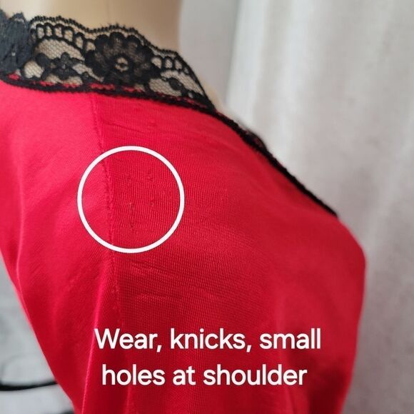 Vandemere Vintage Nightgown and Peignoir Robe Set Red Black Lace Plus Size 1X - Picture 15 of 16